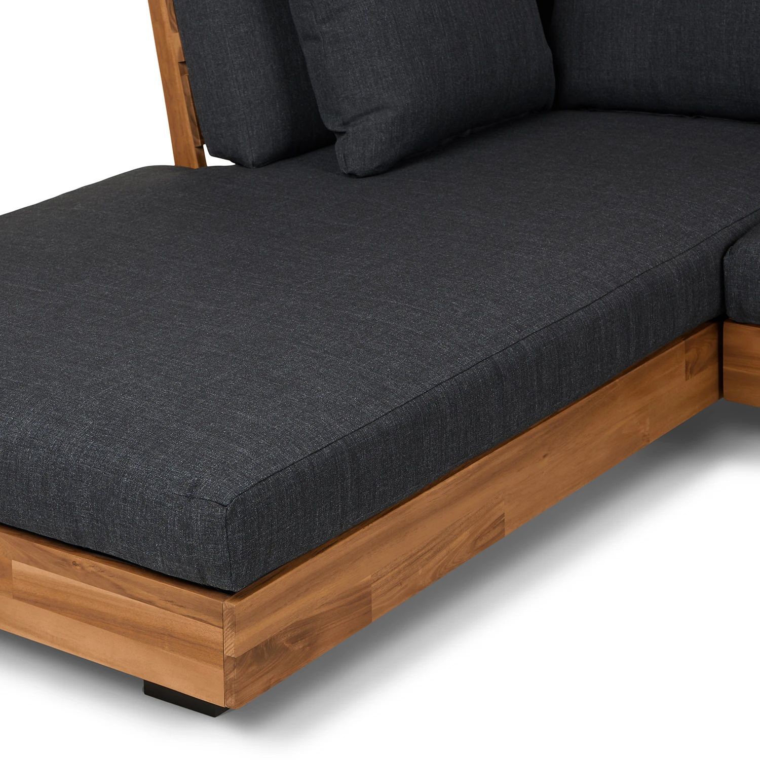 L Shape Sectional Fabric Outdoor Sofa Bed With Wooden Frame For Roof Patio