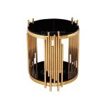 small round 60cm Furniture Side Table Stainless Steel frame black top