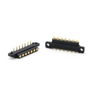 China Right Angle Pogo Pins Connector 7pin Spring Loaded Connectors 12V For Charging Equipment factory