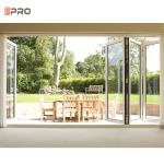 Bi Fold Aluminum Grill Frameless Folding Glass Doors Heat Insulation
