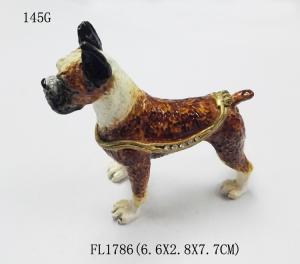 China Fashion Metal Alloy Pewter Crystal Enamel Dog Trinket Jewelry Box factory