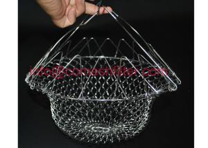 China Long Life 304 Stainless Steel Deep Fryer Basket Foldable Steam Rinse Strainer factory