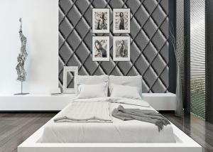 China Diamond Pattern High Imitation Leather Wallpaper , Modern Room Wallpaper PVC Material factory