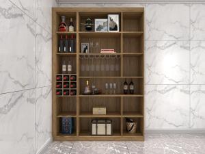 China Wine Cabinets For Home Used Of MDF Board In Wall Storage Units With Glass Shelves And built in wine rack in cabinets factory