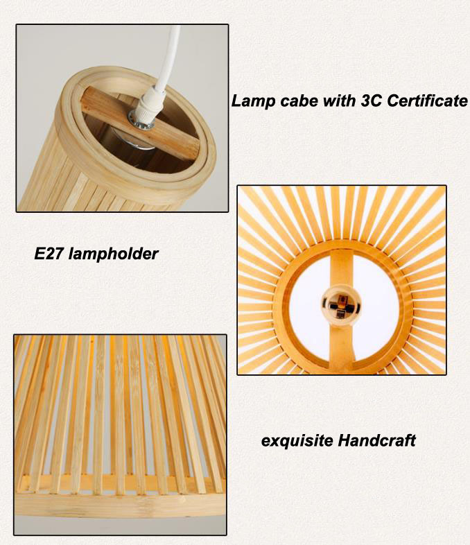 Customized Rattan Pendant Light , Nordic Woven Bamboo Lamp For Indoor Lighting