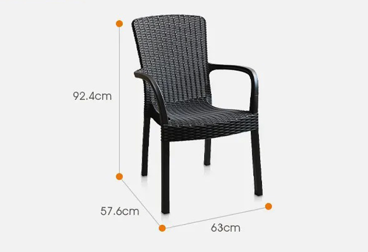 Leisure Outdoor High Back Stackable Plastic Armchair for Villa Patio Garden Coffee Dining