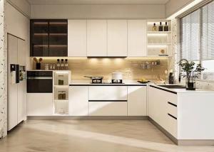 China 18mm Kitchen Cabinets white Modern Farmhouse Island With Cupboards factory