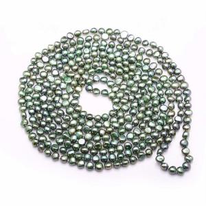 China Green 7-8mm Freshwater Cultured Potato Shape Pearls Necklace 100 inches (FN08284GREEN) factory