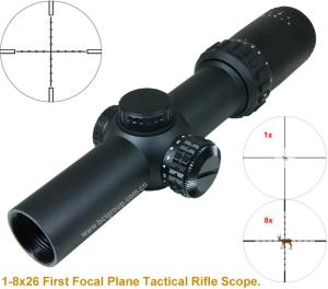 China 1-8x26mm IR tactical riflescope 1st focal plane riflescope factory
