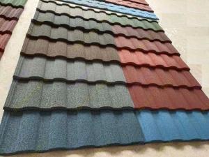 China AZ150 Roman Tile/ Classical Tile/Shingle Tile Top Roof Tile Color Stone Coated Bond Tile Metal Tile 50 Years Warranty factory