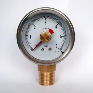 China 316 SS Liquid Filled Pressure Gauge 2.5 Inches 6 Bar Oil Manometer Bottom Mount factory