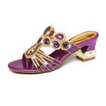 BS103 Rhinestone Sandals Women'S Thick-Heeled Sandals Women'S Summer New Style