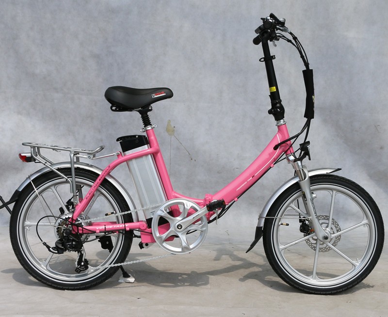 Foldable E Bicycle with Integrated Wheel and Brushless Motor Red Black Optional 36V
