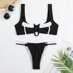 Sexy Black White Bikini Bathing Suits Color Matching U Drag Women 2 Piece Bikini