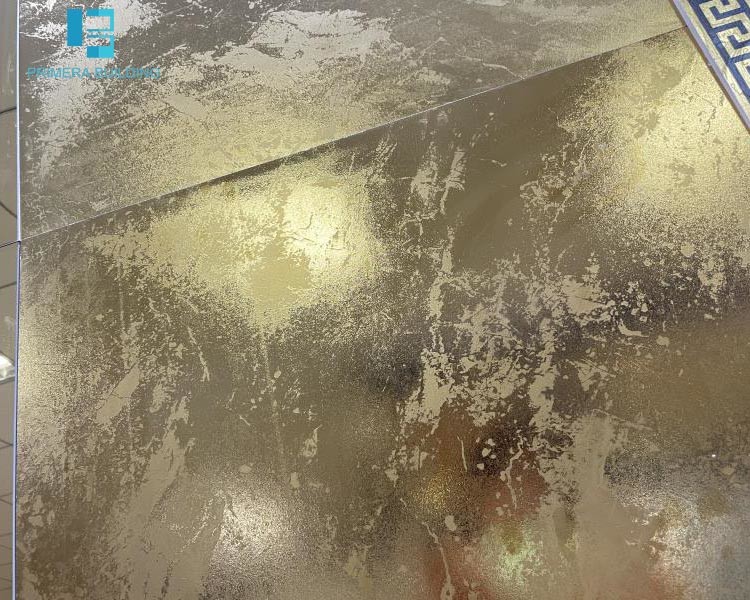 Luxury Pure Gold Colour Floor Tiles 11mm With Sand Elements For Villa Bathroom Ktv