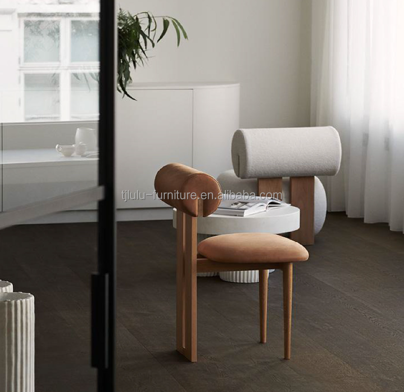 Living Room Chair With Wood Leg Creative Modern Wooden Leisure Style Lamb Wool Single Sofa Chair W70*D81*H71CM