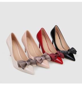 China ZM023 96289-33 Korean Style Single Shoes Women New Women'S Shoes Bowknot Pointed Shallow Mouth Stiletto High Heels Women factory