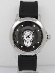 41.0mm men's round rubber band quartz wrist watch with stainless steel case