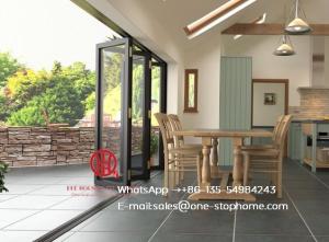 China Waterproof veranda double glazing aluminum bi folding door,Outdoor Dividers Soundproof fold door factory