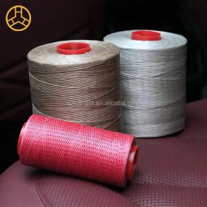 China Weaving 0.8MM 100% Polyester Waxed Thread for Leather Sewing 210D/16 Flat Waxed Thread factory