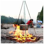 6 People Campfire BBQ Stove Grill Tripod Pot Hanger Picnic Fire Bracket Aluminum