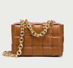 White Thick Gold Chain Bag 23cm 15cm Female Messenger Bag