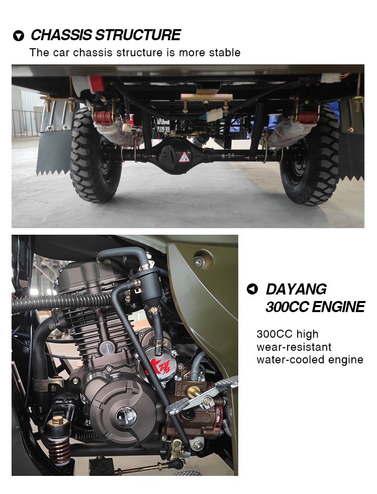 Open Body Type 12V Construction Dump Tricycles Cargo Three Wheel Tricycles Gasoline Passenger Tricycle
