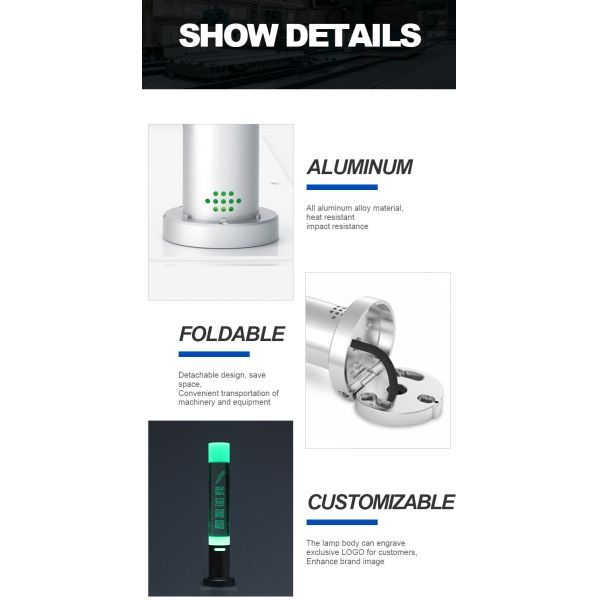 Led Crystal Machine Tower Lamp Warning Light Tower Luminous Efficiency 80 Lm/W Aluminium Alloy