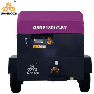 China Water Well Drilling and Mining Portable Diesel Screw Air Compressor with 2 Wheels factory