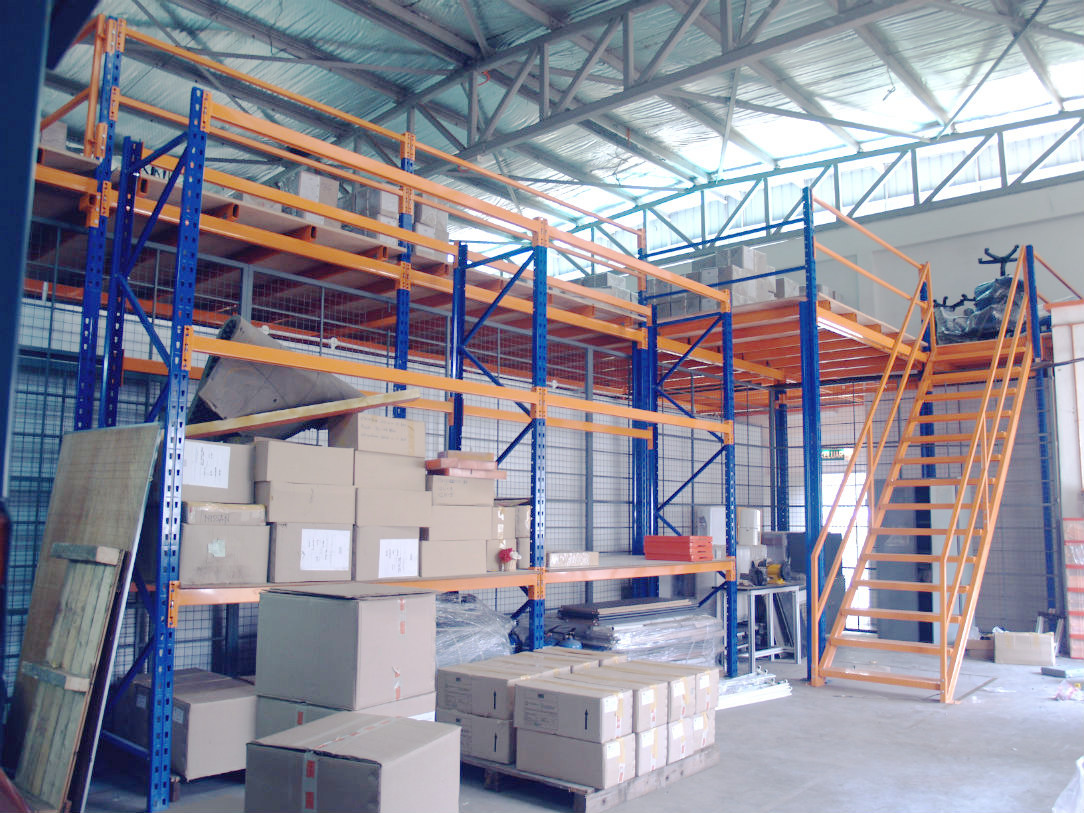 2-3 Levels Heavy Duty Mezzanine Racking, Steel Mezzanine Floor Warehouse Shelf Platform