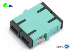 China Optical Fiber Adapter OM3 SC - SC Duplex Aqua Color Plastic Long Life With Reduced Flange factory