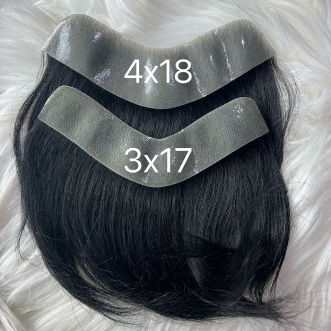 Forehead Bald Mens Toupee Human Hair Real Replacement Super Thin