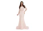 Baby Light Pink Sequin Half Sleeve Evening Gown Women Wear Customized Size