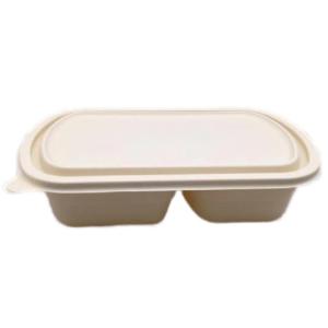 China Camping And School 800ML Cornstarch Compostable Two Compartments Lunch Boxes factory