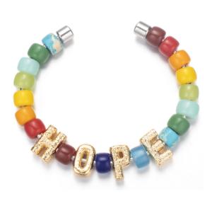 China 18.5cm Handmade Beaded Bangles , Stainless Steel Forte Beads Bracelet multicolor factory