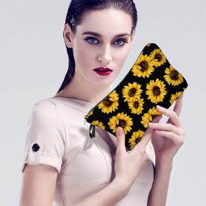 China Sunflower Print Polyester Makeup Bag For Toiletries factory