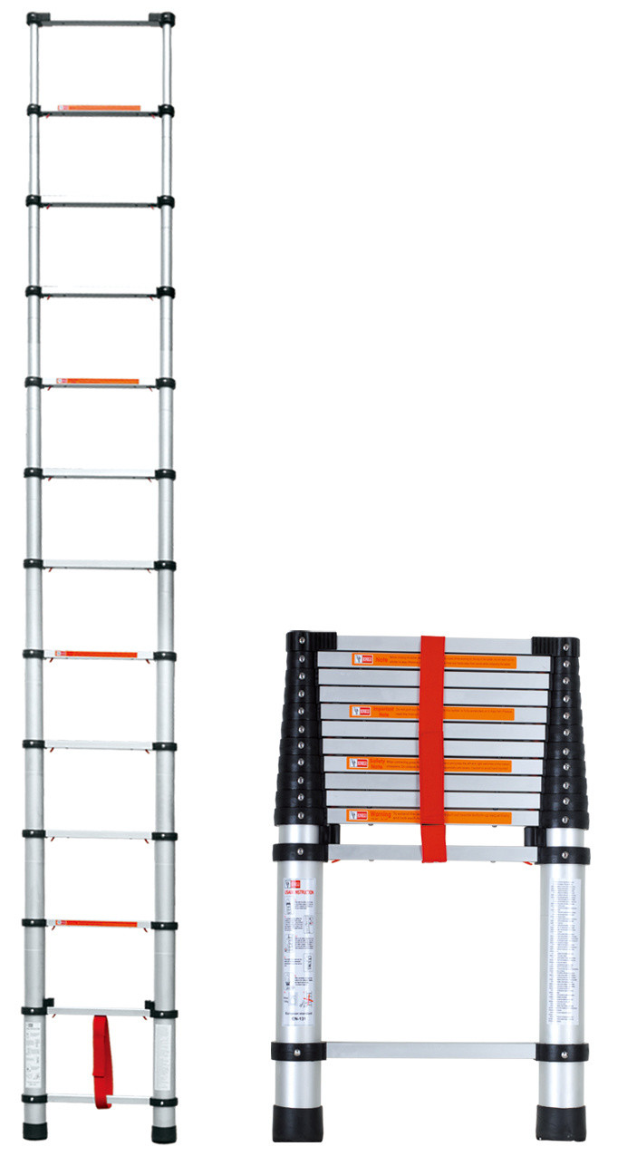 Folding 13 Step 12.5ft household Telescopic aluminium ladder