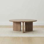 Home Furniture Modern Triangle Base Coffee Table in Walnut Color Wood Frame for