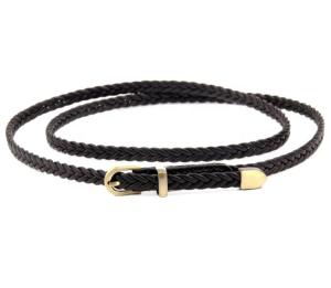 China PU Faux Braided Fabric Belt Leather 0.8cm Handmade Skinny Lady Dress factory