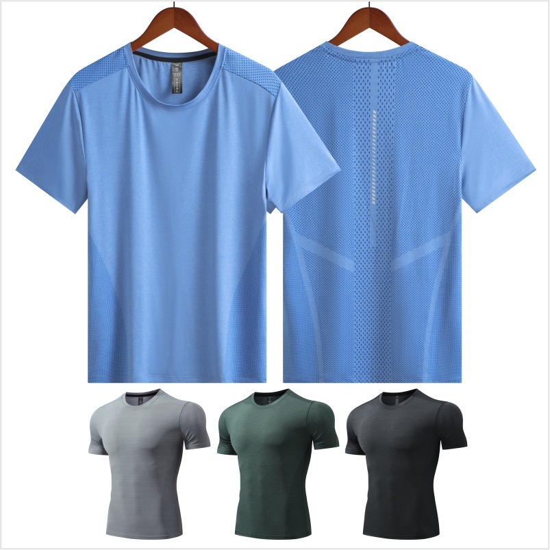 Sports T-Shirt Men&prime;s Fitness Clothes Summer Short Sleeve Ice Silk Quick Drying Clothes Loose Running Set Basketball Trainingpractice