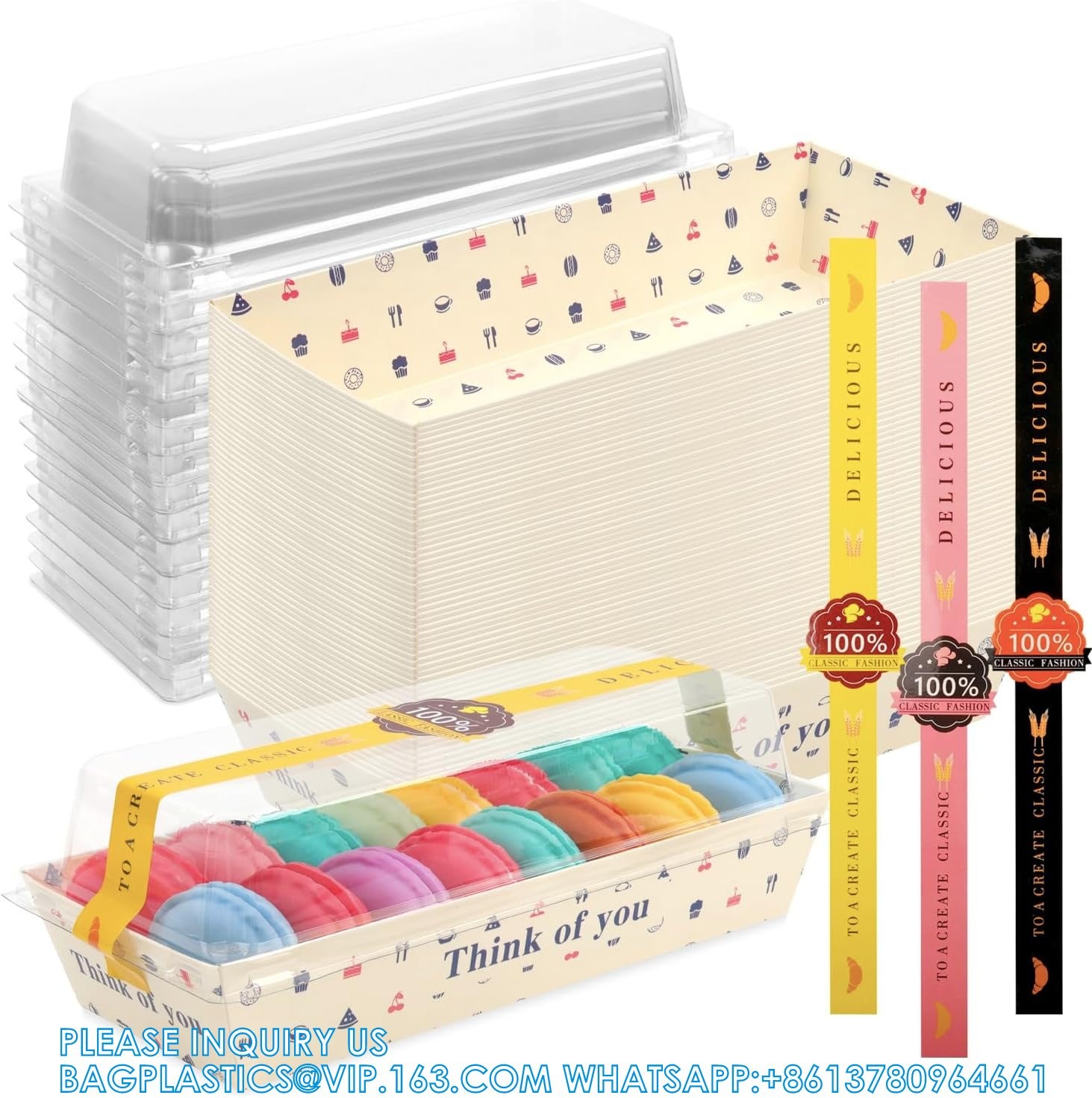 Cake Roll Box, Swiss Roll & Pastry, Clear Dessert & Cupcake Container, Eco-Friendly Bakery Boxes With Window