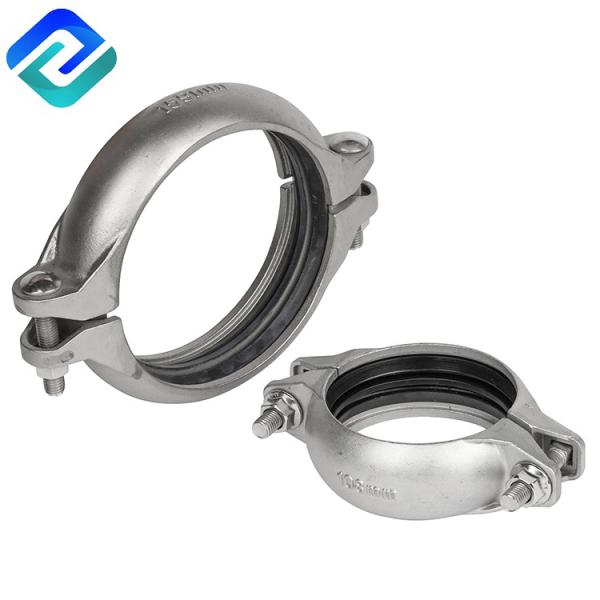 Dn50 Stainless Steel Pipe Clamps Rigid Grooved Coupling Electroplating Matt Dn10