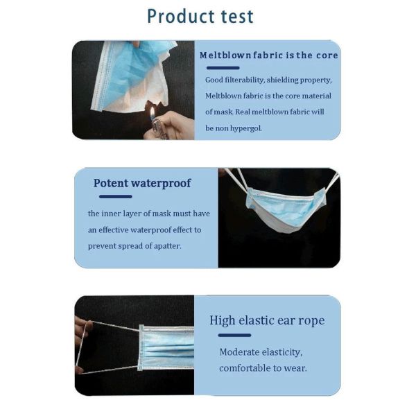 FDA 3 Ply Earloop Disposable Surgical Face Masks For Personal Care