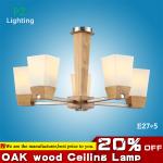 2014 August NEW oak wood ceiling lamp pendant lamp glass lampshade residential