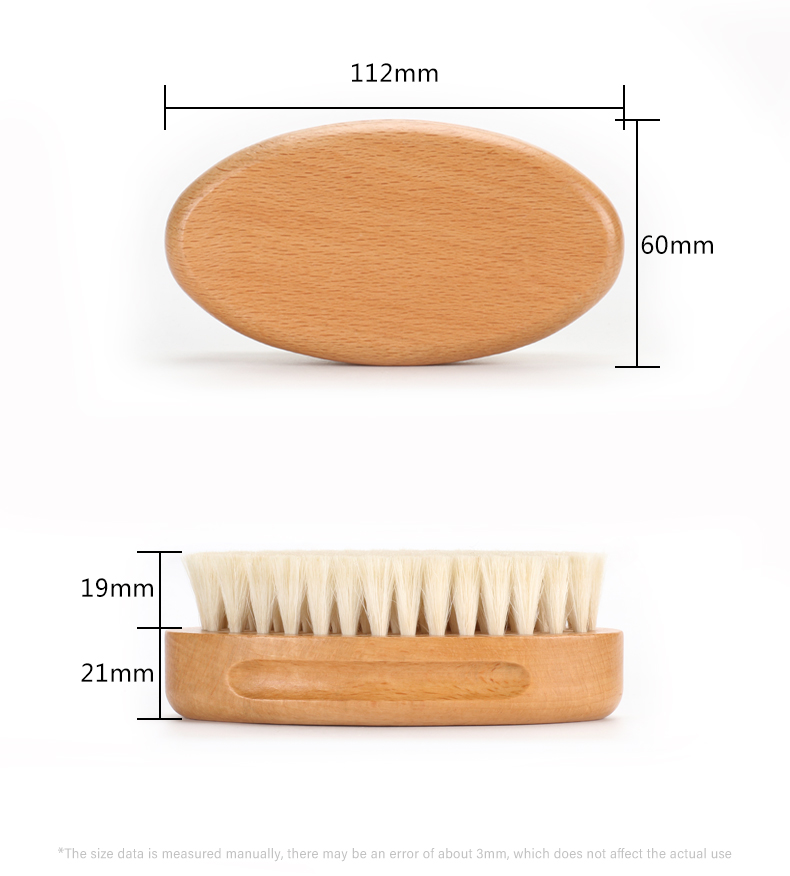 Customized Color 360 Curved Soft Goat Bristle Men Beard Cleaning Brush Laser Customized
