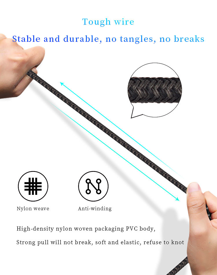 PD 60W Nylon Braided Lightning Cable Fast Charging 4 In One USB Cable