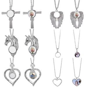 Sublimation Cross Photo Necklace Pendant With Cubic Zirconia Sublimation