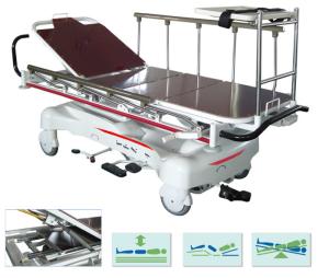 China Steel Emergency Stretcher Trolley Electric Hospital Transport Bed Rise Fall factory
