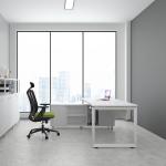 L Shape Executive Office Desks Sets White Single With Wooden Baffle