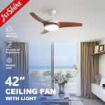3-Color LED Light 42-Inch Ceiling Fan with Plastic and Wood-Grain Blades 6